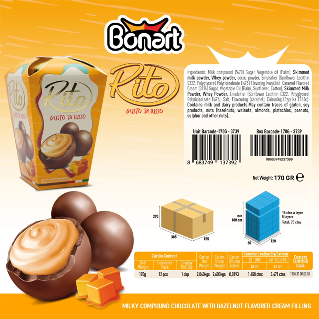 170 gr Rito čokoladna pralina sa punjenjem karamele - Image 2