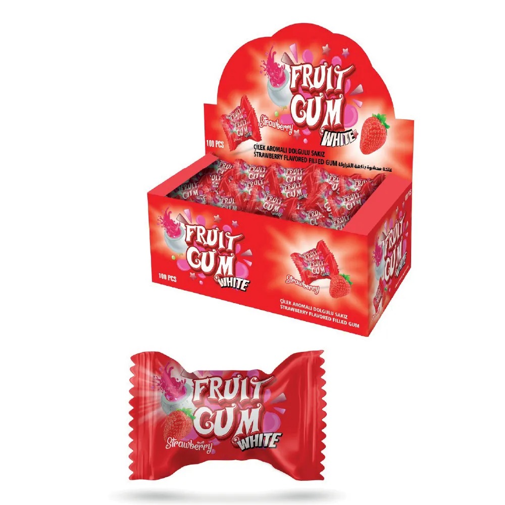 3 gr FRUITGUM punjena žvaka sa okusom jagode (100x3 gr) - 100 komadno pakovanje