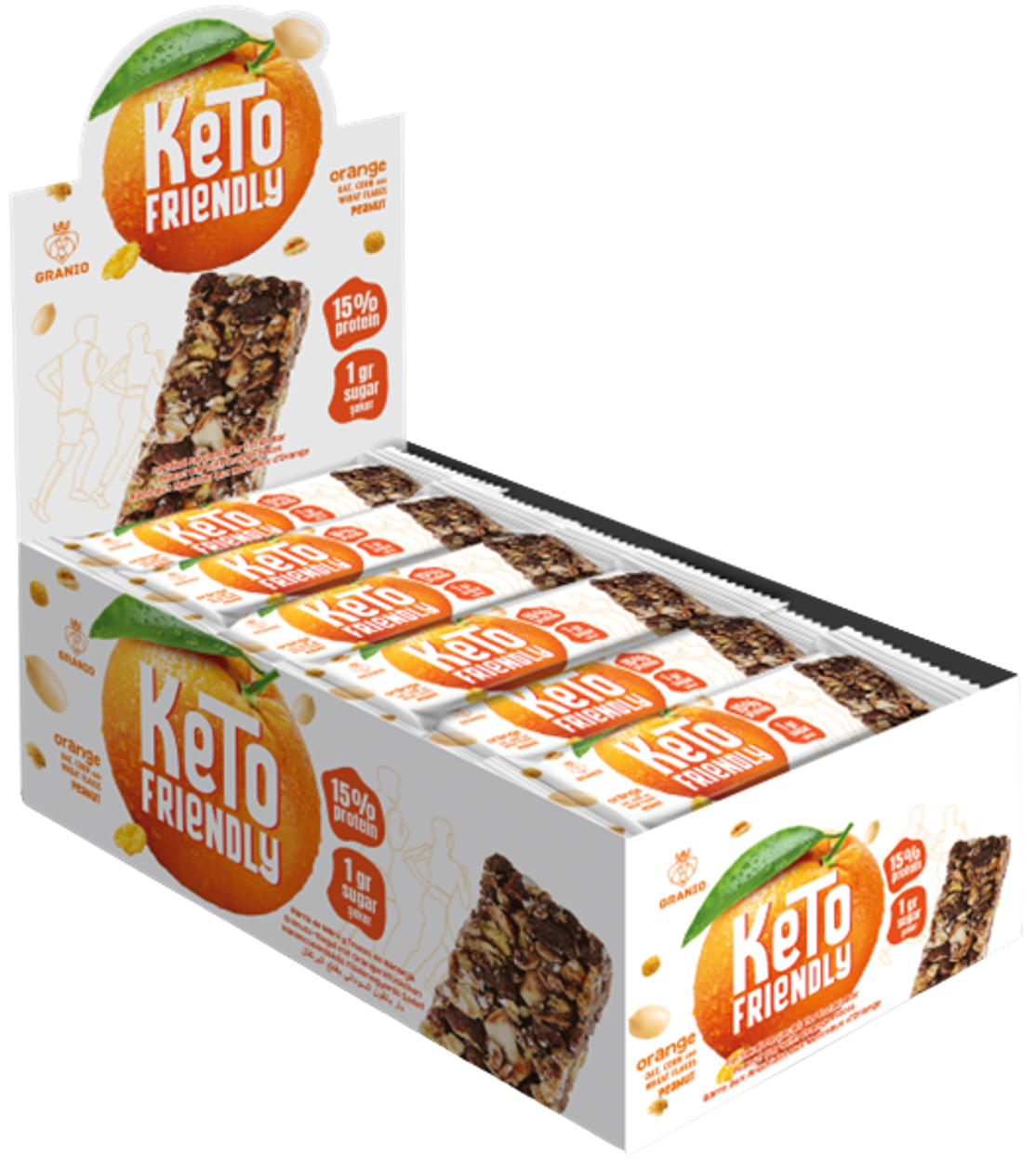 30 gr Keto bar sa kikirikijem i komadićima narandže (24x30 gr) - 24 komadno pakovanje