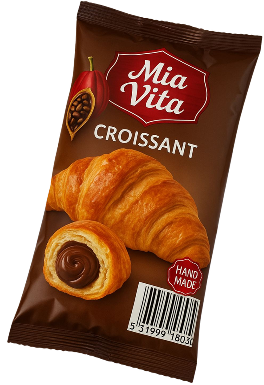 45 gr Kroasan MIA VITA sa punjenjem od čokolade i lješnjaka (36x45 gr) - 36 komadno pakovanje