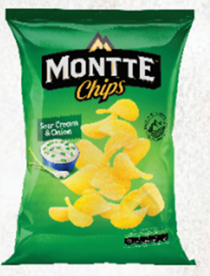 140 gr MONTTE čips kisela pavlaka i luk (16×140 gr)