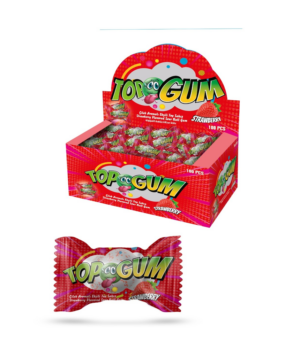 3,5 gr TOP GUM kisela žvaka sa okusom jagoda (100×3,5 gr) – 100 komadno pakovanje